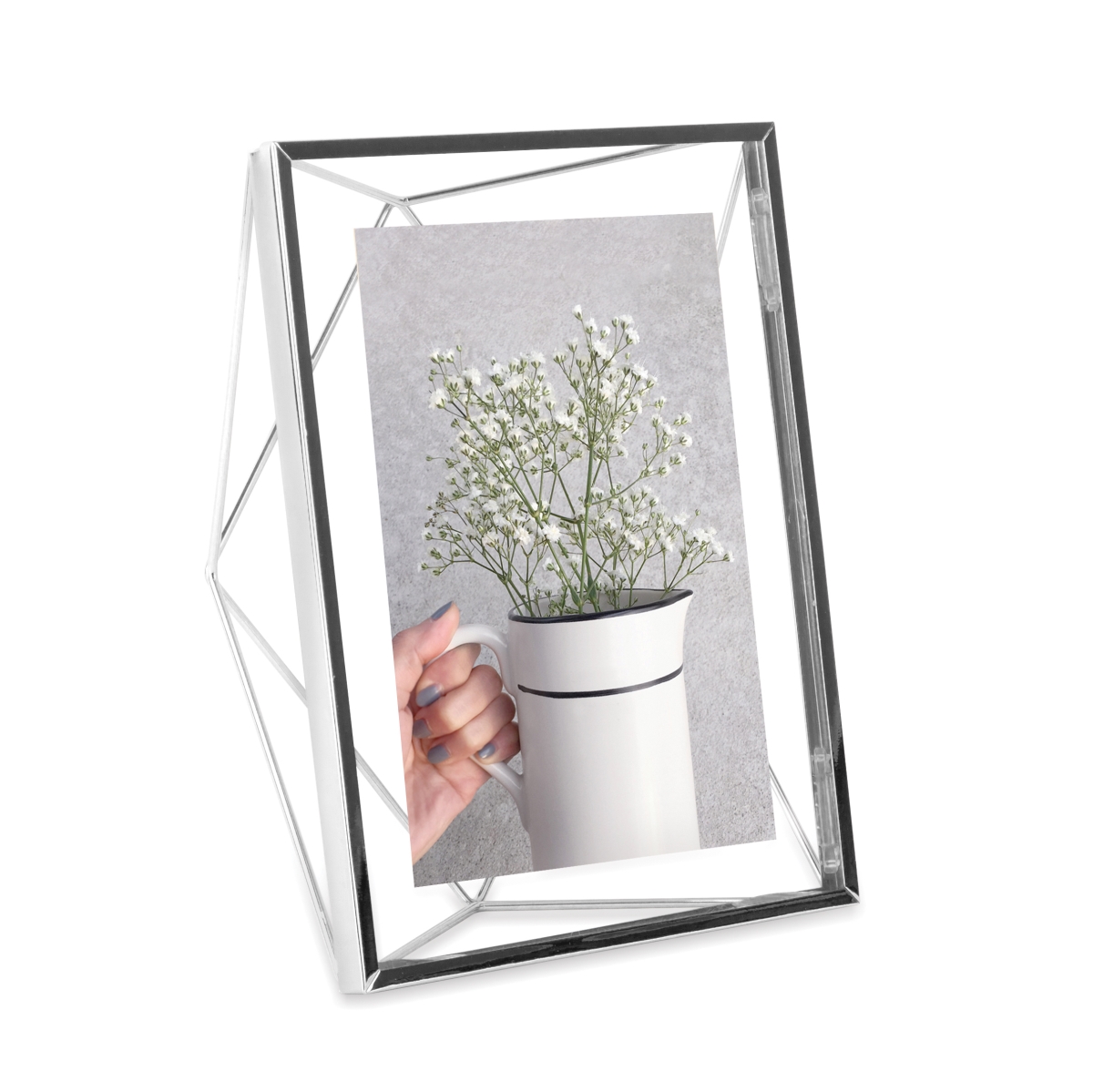 313015-158 5 X 7 In. Prisma Picture Frame Floating Wall Or Desk Photo Display - Chrome
