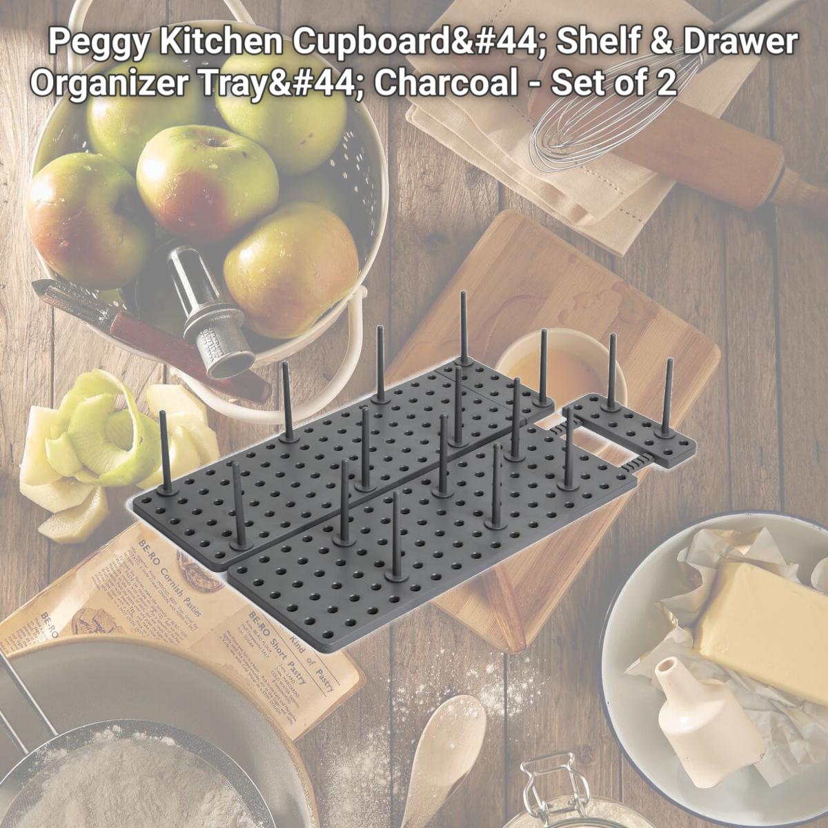 Picture of Umbra 1004318-149 Peggy Kitchen Cupboard, Shelf & Drawer Organizer Tray, Charcoal - Set of 2