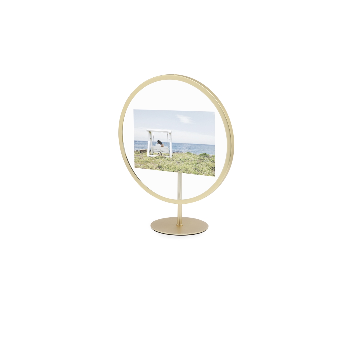 1012271-221 4 X 6 In. Unique Infinity Circular Display Picture Frame For Desk & Wall, Matte Brass