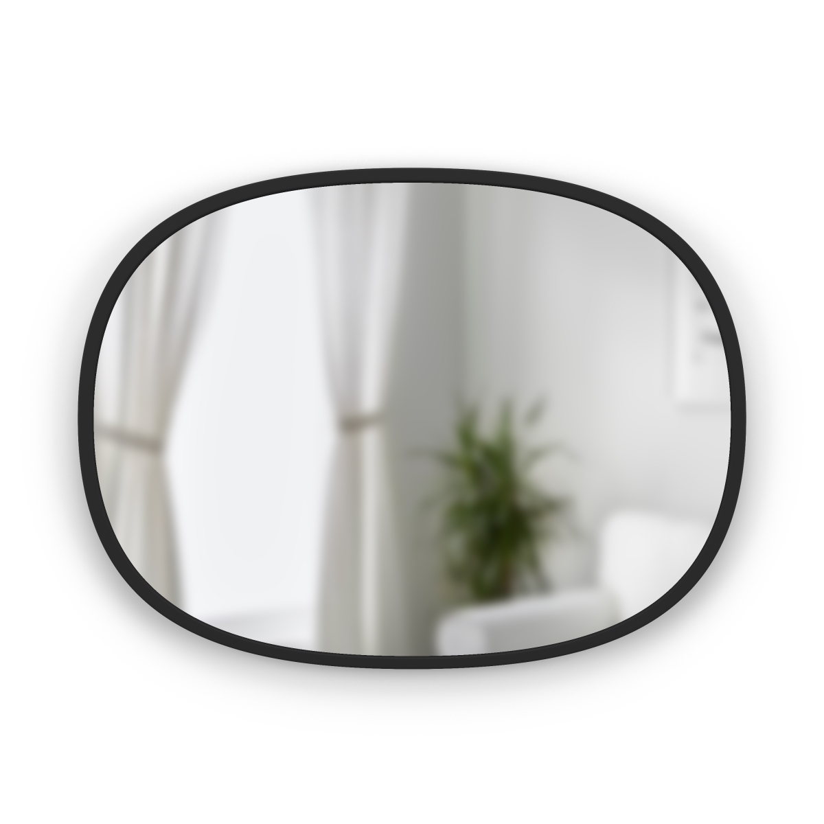 1013765-040 18 X 24 In. Hub Oval Decorative Hanging Wall Mirror With Protective Rubber Frame, Black