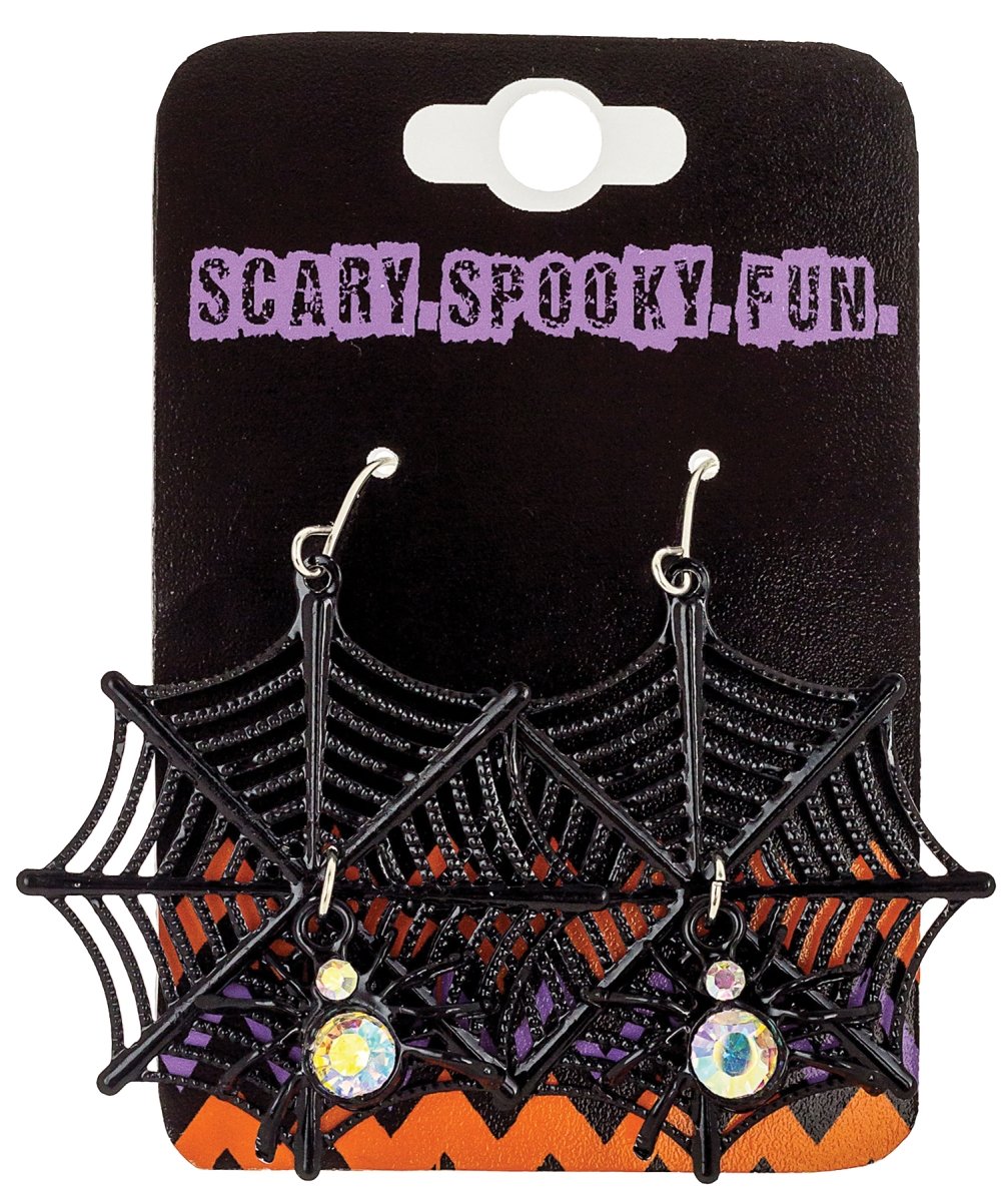 Alh15196 Earrings Spider Web Black Costume