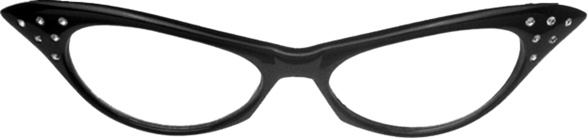 Bb512 50s Rhinestone Black & Clear Glasses Costume