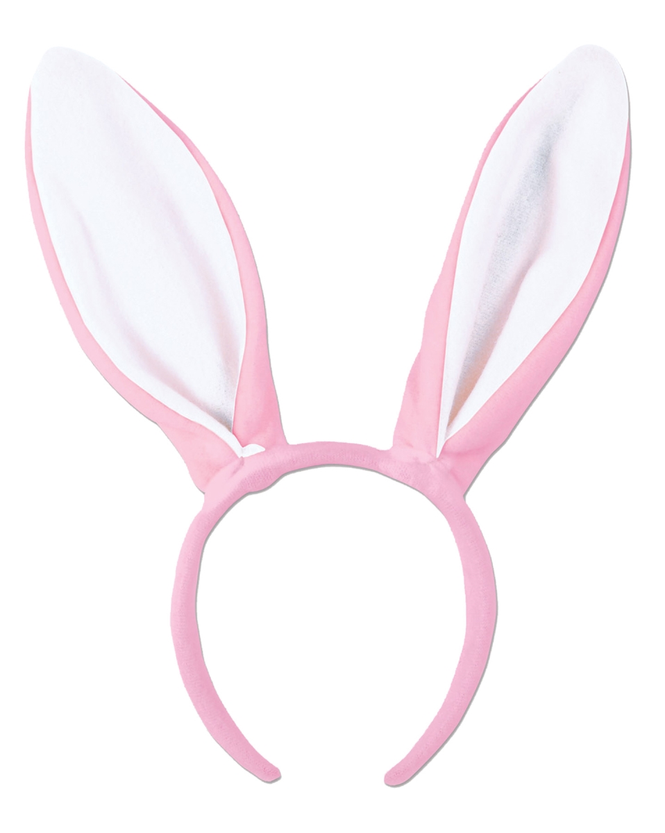 Bg40771pw Bunny Ears Pink With White Lining Headband