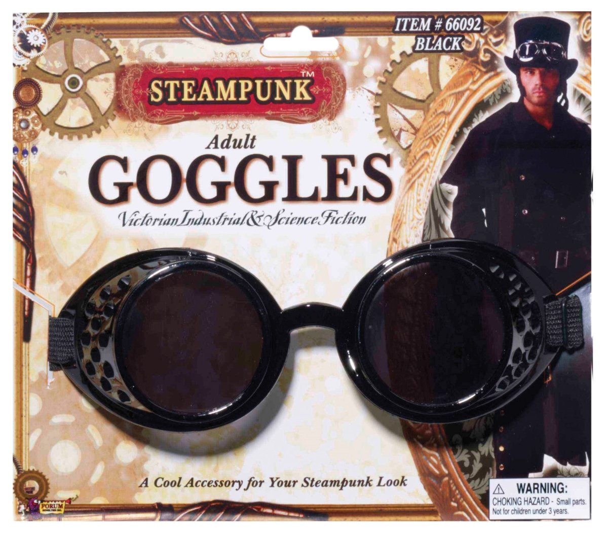 Fm66092 Steampunk Black Goggles Costume