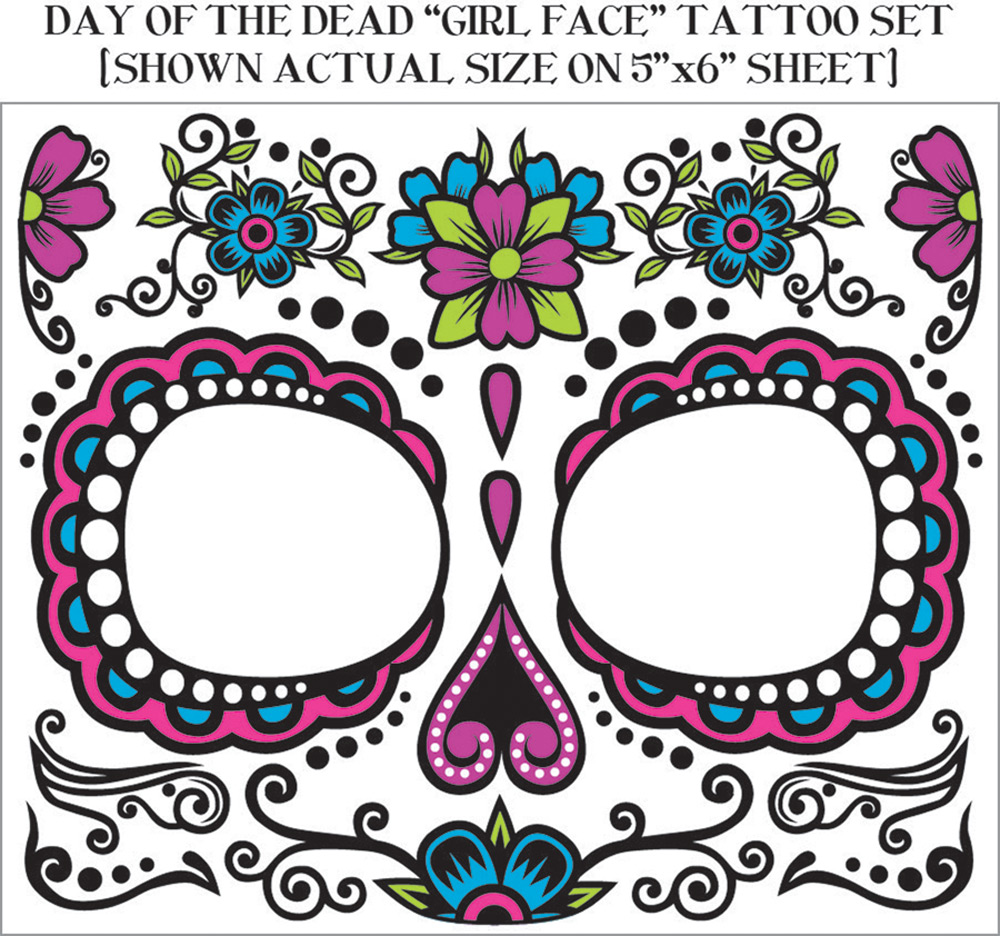 Fm74679 Day Of Dead Face Tattoo