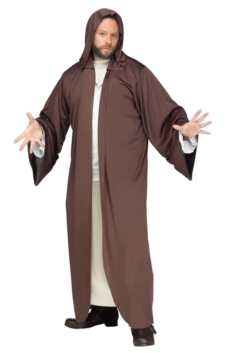 Hooded Robe Brown Adult Costume, One Size