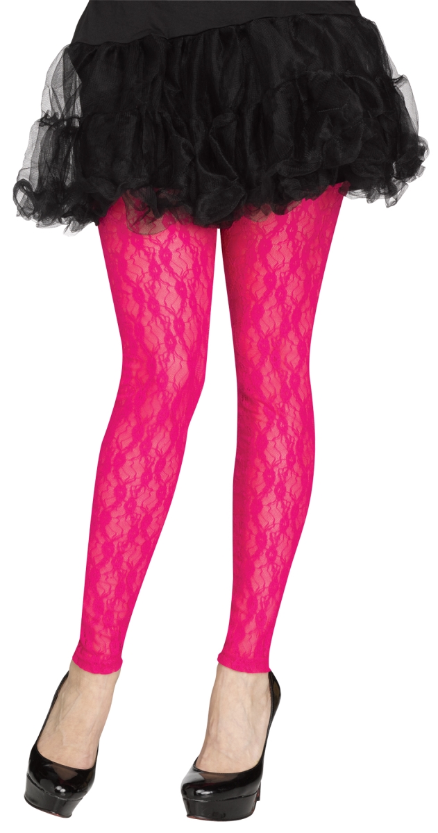 Fun World Fw90554pk Tights Footless Pink Lace 80s Costume