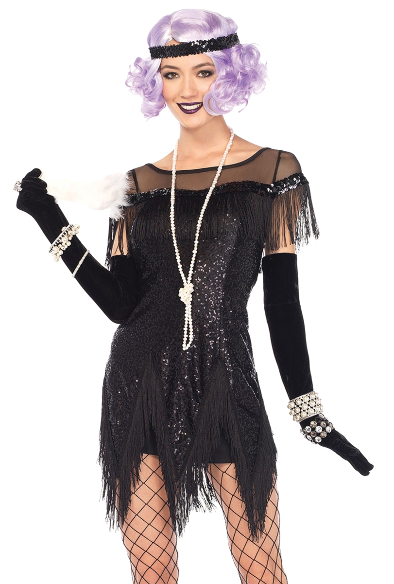 Ua85568sm Flapper Foxtrot Flirt Black Costume, Small