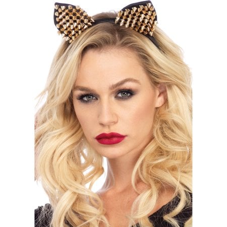 Cat Ears Studded Gold Adult Halloween Headband