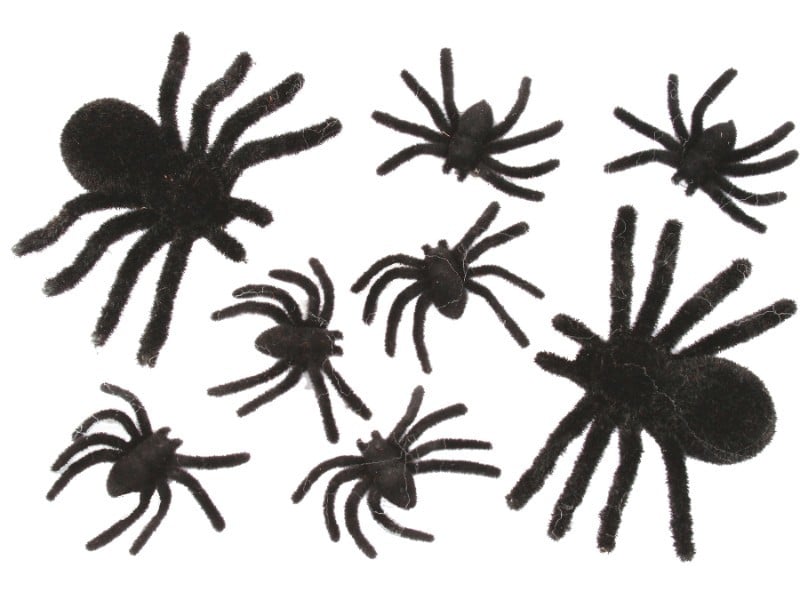 Morris Fw91199bk Spider Family 8 Card Black Fuzzy Halloween Decoration