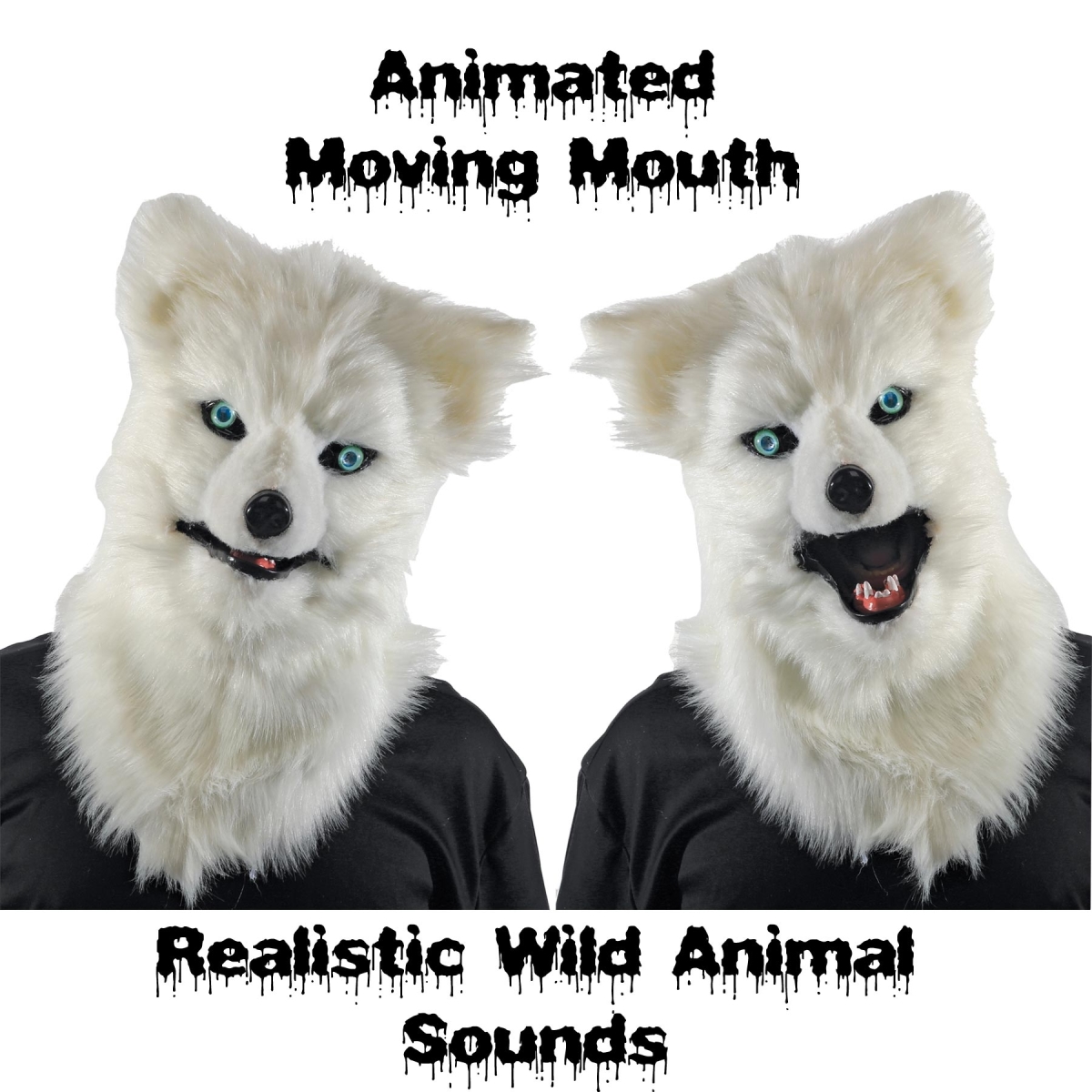 Seasonal Visions Mr039163 Animated Animal White Wolf Plastic Face Mask With Moveable Jaw Halloween
