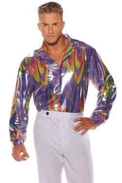 Disco Shirt Adult Costume For Men - Multicolor, 2xl