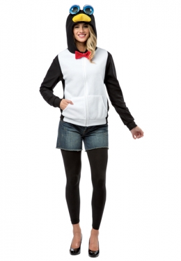 Gc16003sm Adult Penguin Hoodie, Black & White - Small