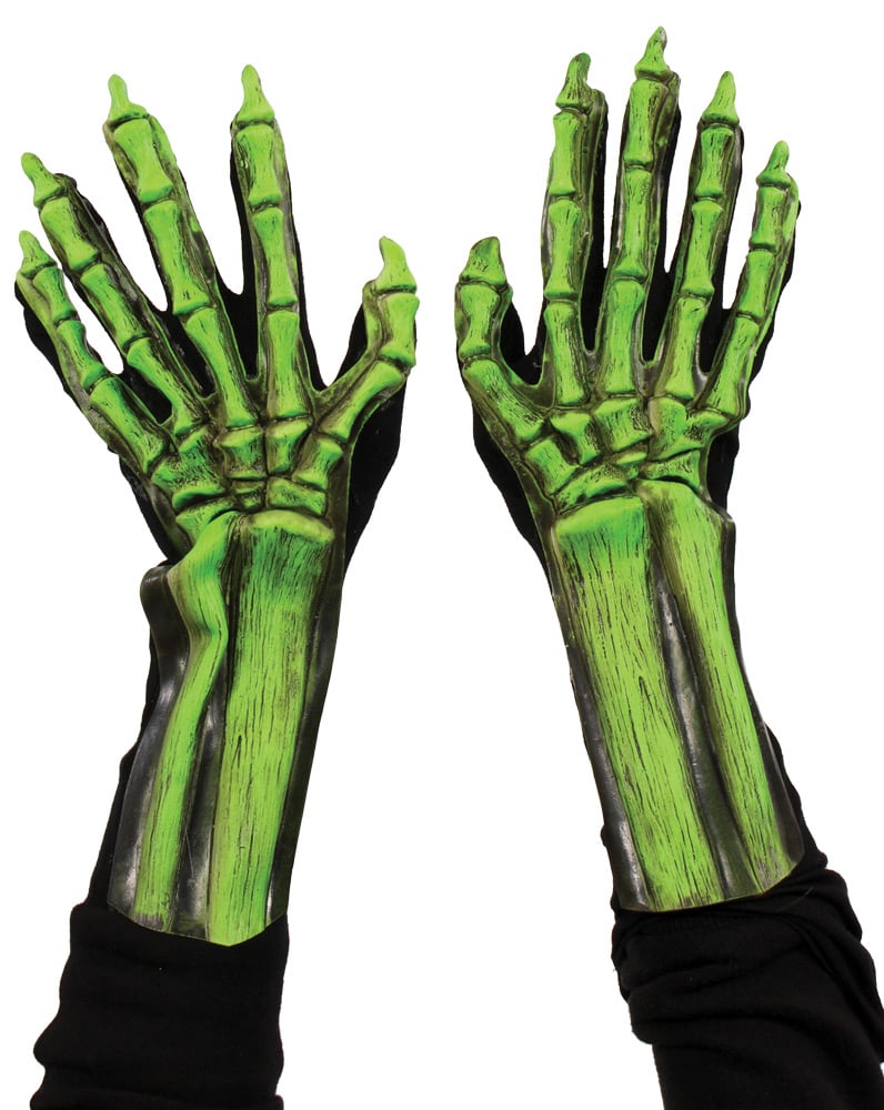 1070nbs Uv Green Skeleton Hands - One Size