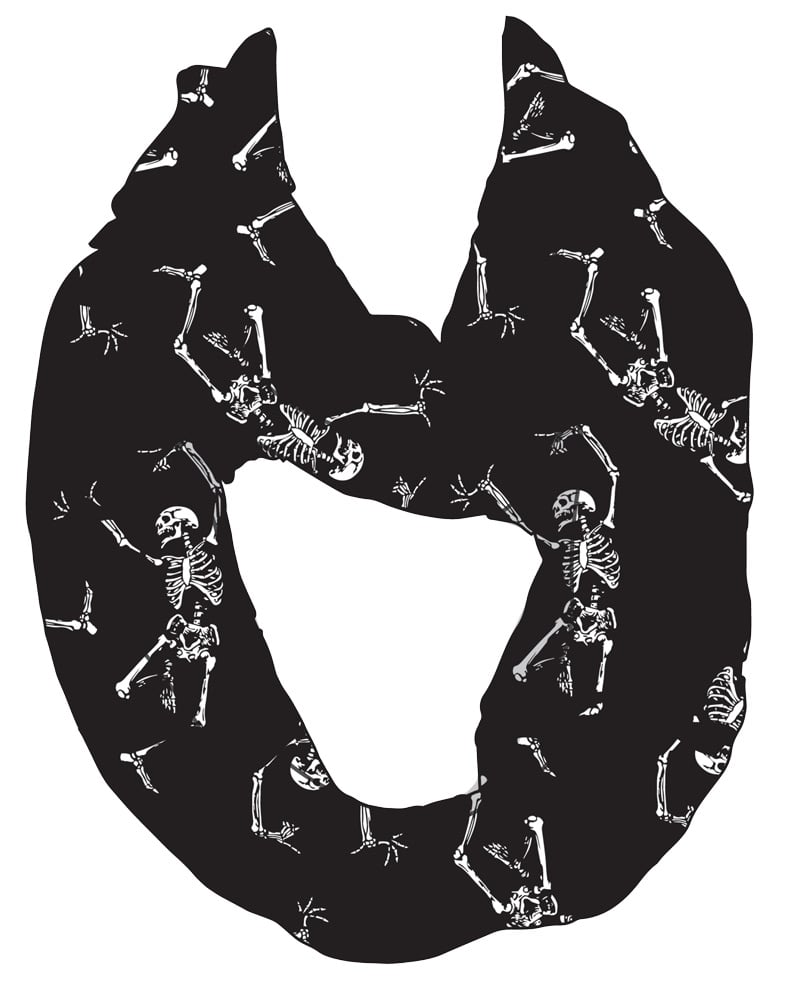 Glh180522 Dancing Skeleton Infinity Scarf, One Size