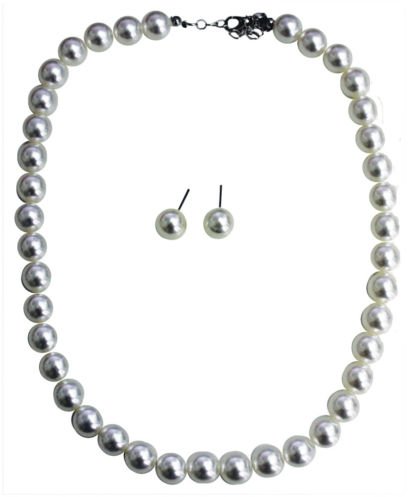 Glhw1201c 17 In. 50s Pearl Earring & Necklace Set - One Size