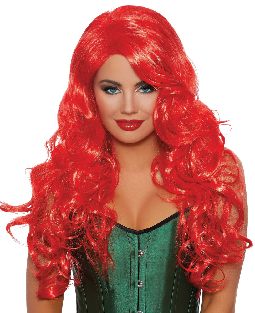 Dreamgirl Rl11115 Long Wavy Flame Red Layered Wig - One Size