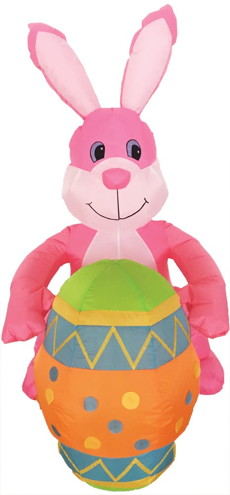 Morris Vahe0056 4 Ft. Inflate Bunny With Egg Decoration, Pink