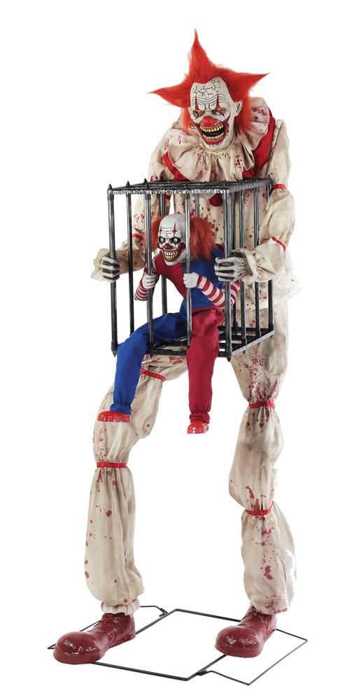 Mr124654 Cagey Clown With Clown In Cage Prop