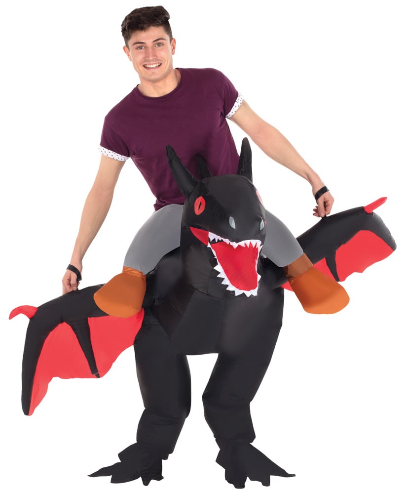 Mhmcroids Inflatable Ride On Dragon Halloween Adult Costume - Black