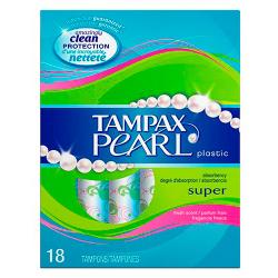 0788295 Tampax Pearl Plastic, Super Absorbency, Scented Tampons, 18 Count