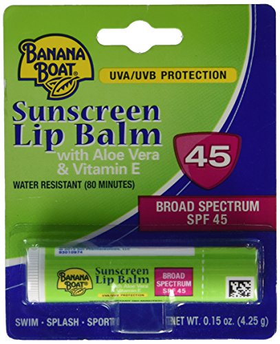 1649000 Banana Boat Sunscreen Aloe Vera With Vitamin E Broad Spectrum Sun Care Sunscreen Lip Balm - Spf 45, 0.15 Oz