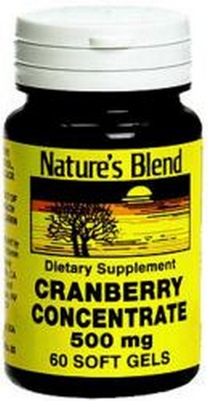 1896156 Natures Blend Cranberry Concentrate 500 Mg Soft Gels - 60 Count