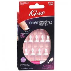 0290769 Kiss Everlasting French Glue-on Nails Kit, White, Real Short Length, Square Shape