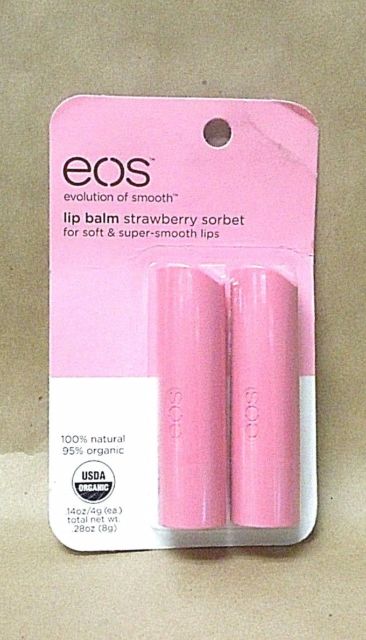 0319899 Eos Strawberry Sorbet Lip Balm Smooth Stick Set, Pink - Pack Of 2