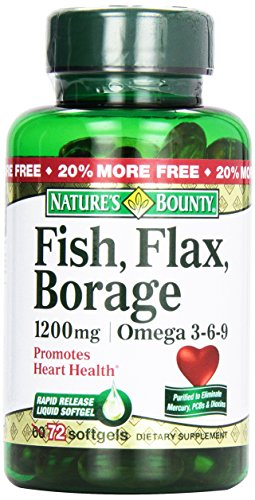 1890875 Natures Bounty Flax Fish Borage, 72 Count