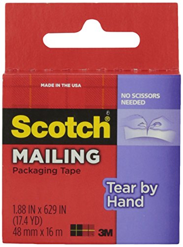65006200 Scotch Tear By Hand Mailing Packaging Tape, 1.87 X 629 In. Transparent