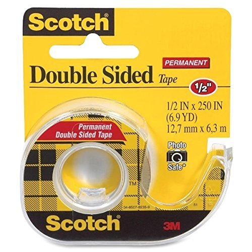 65003902 Scotch Double Sided Tape With Dispenser, 0.5 X 250 In.