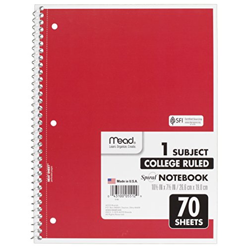 65194309 Mead 1 Subject College Ruled Notebook, 10 x 8 in. - 70 Sheets