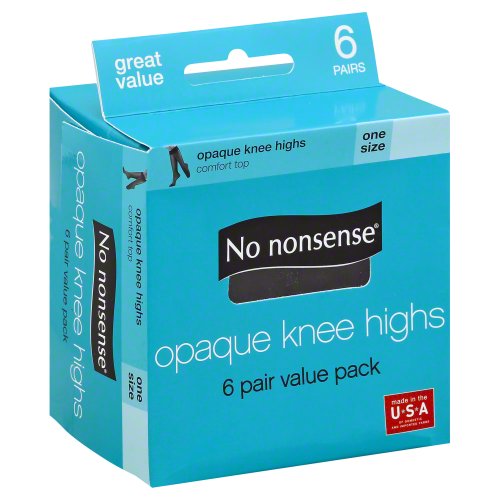 45010805 No Nonsense Knee Highs, Opaque Black - One Size - Pack Of 6