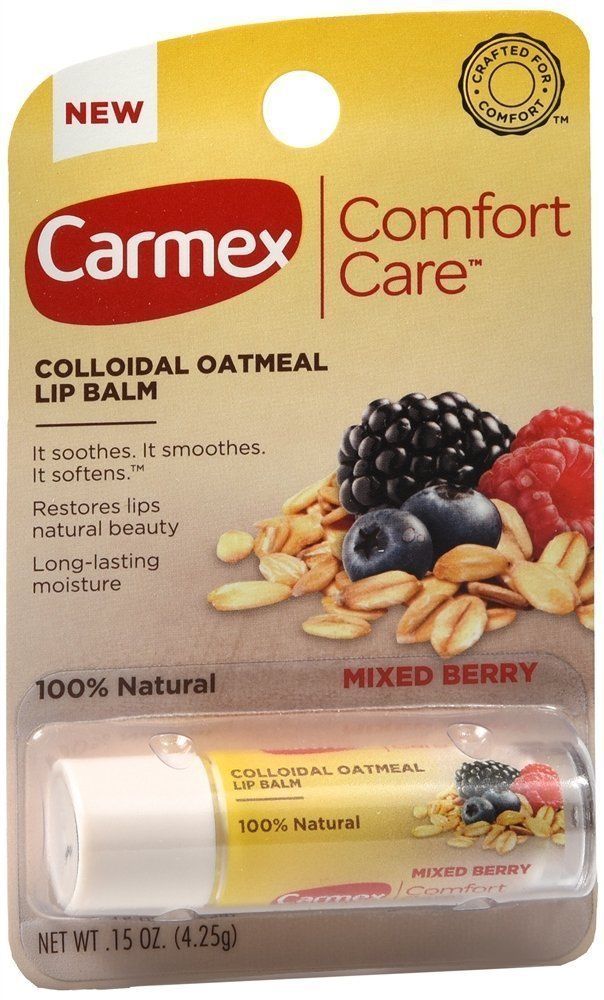 0314366 0.15 Oz Carmex Comfort Care Colloidal Oatmeal Lip Balm, Mixed Berry - Pack Of 12