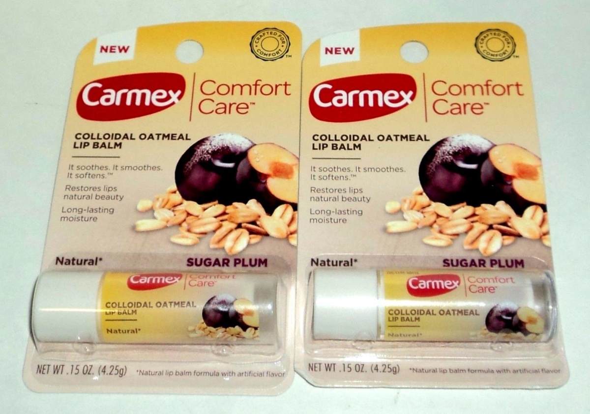 0314412 0.15 Oz Carmex Comfort Care Colloidal Oatmeal Lip Balm, Sugar Plum - Pack Of 12