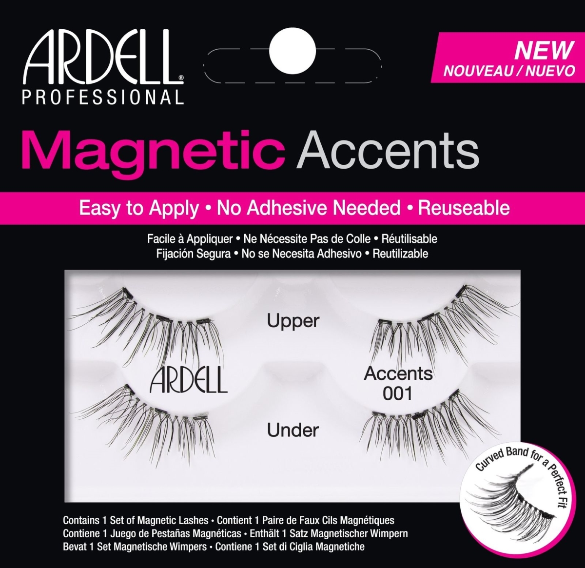 7006756 Ardell Magnetic Lash 001 Accent - Pack Of 4