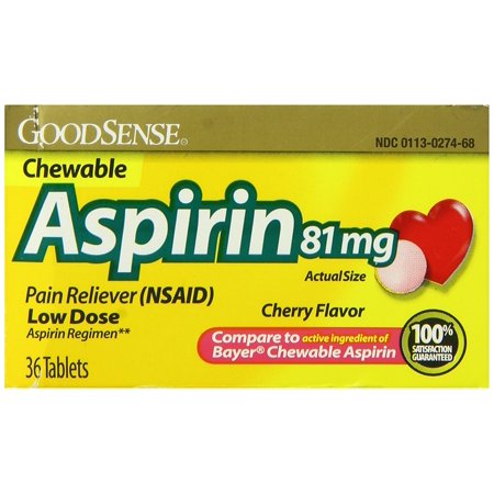 49956 Aspirin Pain Reliever Cherry - 36 Chewable