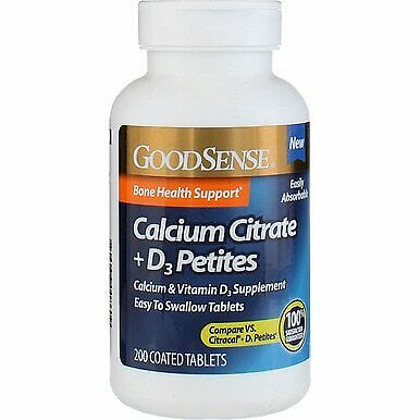 Good Sense 1901702 Calcium Citrate Plus D3 Supplement Coated Petites Tablets, 200 Count