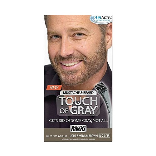 1126008 Touch Of Gray Brush-in Mustache & Beard Color Kit, Light & Medium Brown