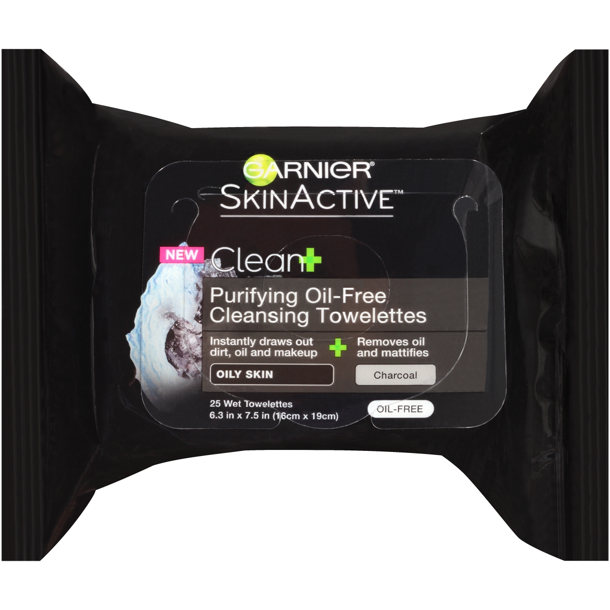 Garnier 1654683 Skinactive Clean Plus Charcoal Oil-free Makeup Remover Wipes, 25 Count