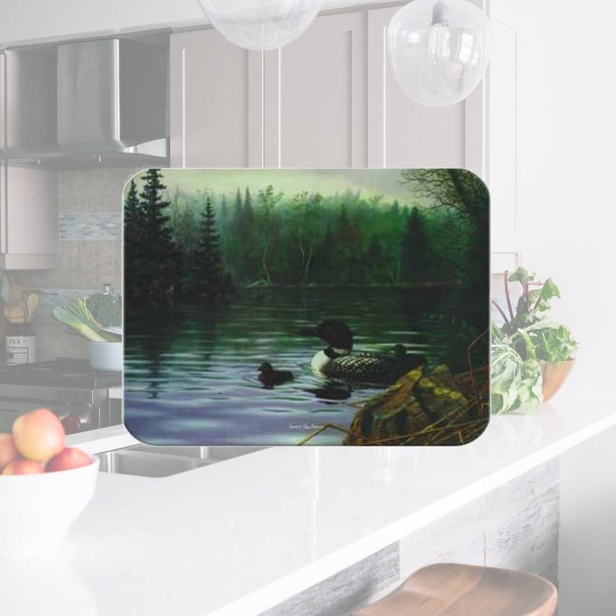 Picture of McGowan TT92041 Tuftop Loons in the Mist Cutting Board- Small