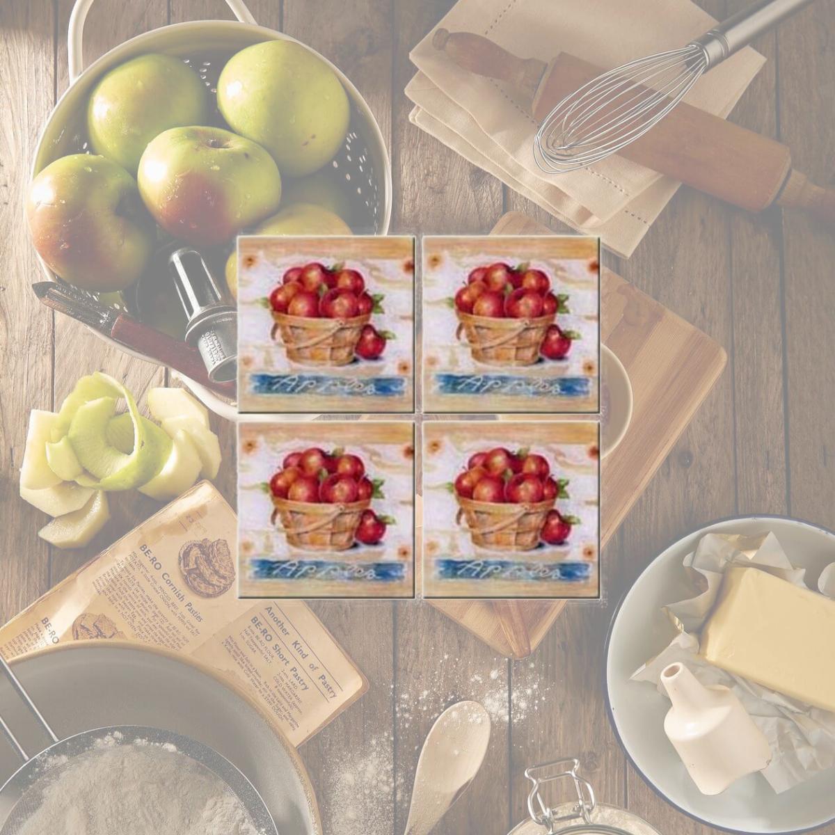 Picture of McGowan TT00470 Tuftop Apple Basket Coasters Set of 4