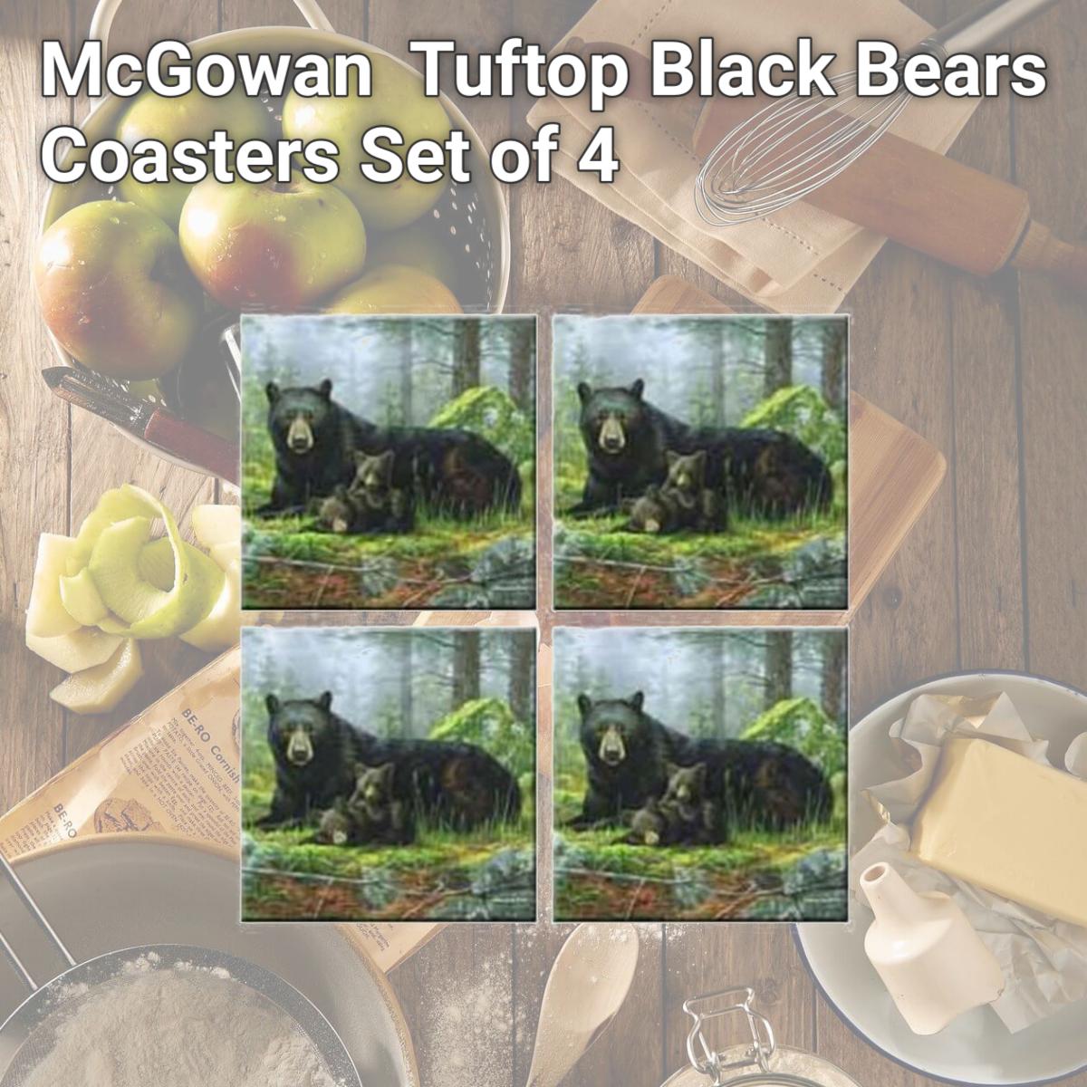 Picture of McGowan TT92420 Tuftop Black Bears Coasters Set of 4