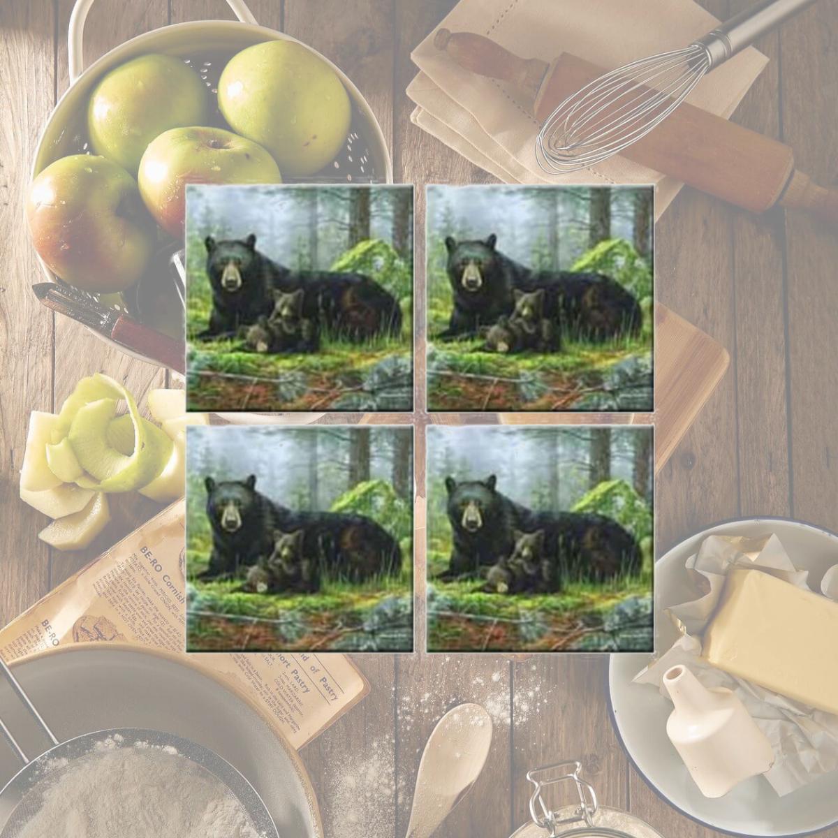 Picture of McGowan TT92420 Tuftop Black Bears Coasters Set of 4