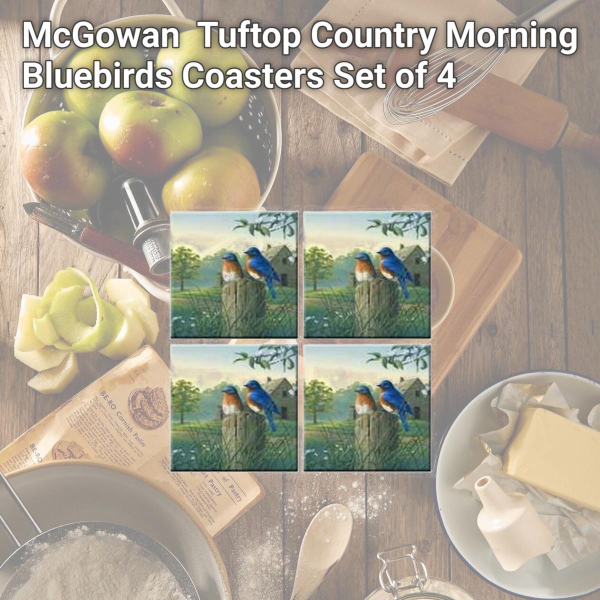Picture of McGowan TT92380 Tuftop Country Morning Bluebirds Coasters Set of 4