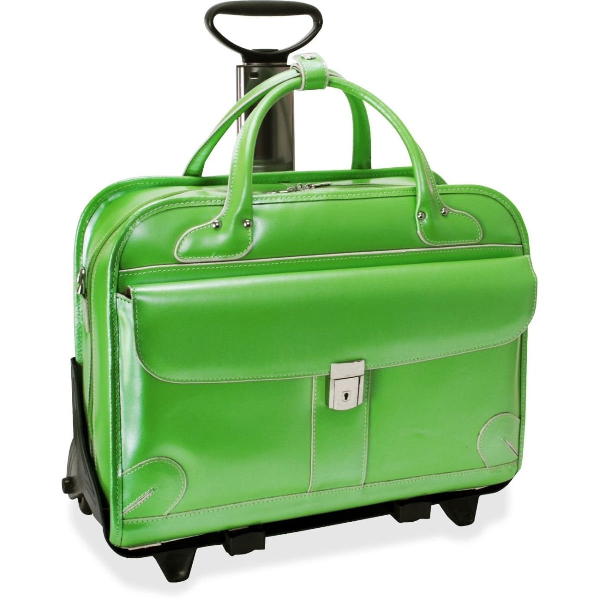 Mcklein 96611 Lakewood 96611- Green Leather Fly-through Checkpoint-friendly Detachable-wheeled Ladies Briefcase