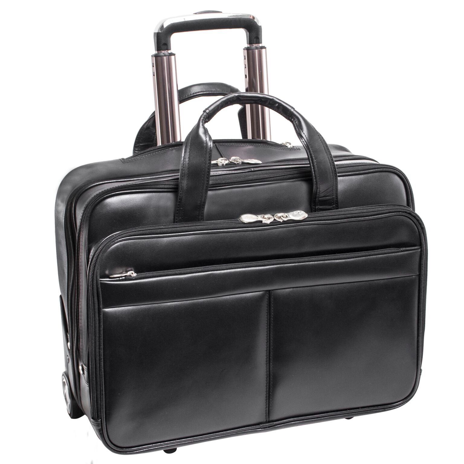 Mcklein 87855 Bowery Leather Wheeled Non - Detachable Laptop Briefcase - Black