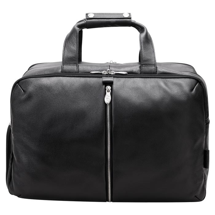 Mcklein Usa 18905 22 In. U Series Avondale Leather Triple Compartment Carry-all Travel Laptop Duffel Bag, Black