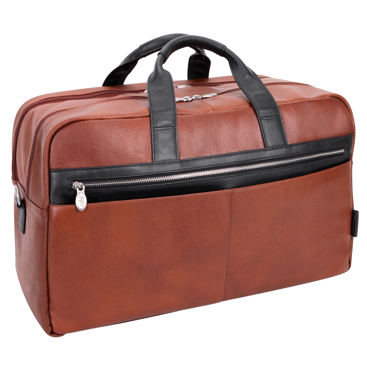 Mcklein Usa 19110 21 In. U Series Wellington Leather Two-tone Dual-compartment Laptop & Tablet Carry-all Duffel Bag, Brown